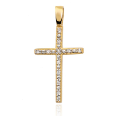 Krzyżyk z brylantami 0,05ct ze złota próby 585